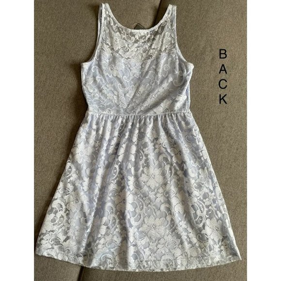 Periwinkle Blue Dress with Sweetheart Neckline and Lace Overlay- Size Medium - Picture 4 of 4